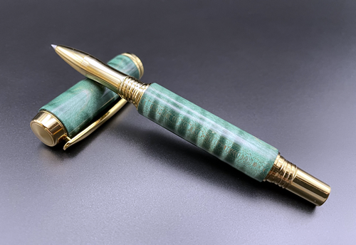 Rollerball Pen in Green Curly Maple
