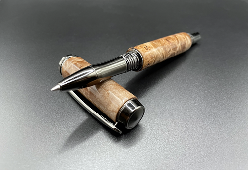 Rollerball Pen in Natural Maple Burl (Gunmetal)